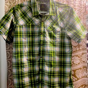 Men’s prana snap front shirt, slim, fit, size large